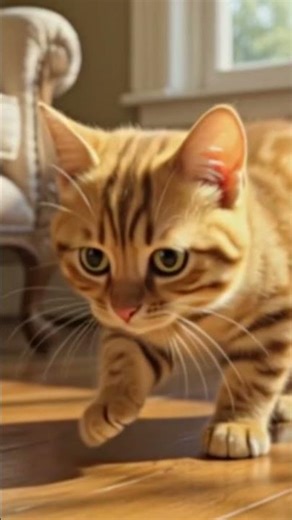 "Little Mittens accidentally swallowed a red balloon… and started FLOATING like a superhero! 🐾❤️