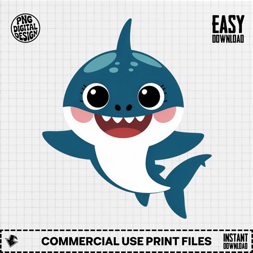 Baby Shark Clipart, Cute Baby Animal Clipart, Baby Shark Nursery, Ocean Animals, Baby Shower Clipart, Baby Shark Png - Etsy