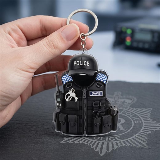 Personalized Police Vest Keychain, Custom Name Law Enforcement Gift, Officer Badge Charm, Keyring - Etsy