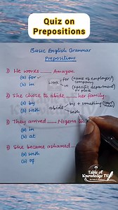 447K views · 6.3K reactions | Basic English Grammar. Quiz on Prepositions. | Table of Knowledge TV | Facebook