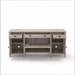 SAUDER Hammond 65.118 in. Chalk Oak Computer Desk Credenza with Pull-Out Printer Shelf 428247