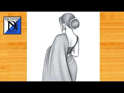 How to draw a Girl in saree -Drawing Tutorial || Pencil sketch for beginner || Girl drawing