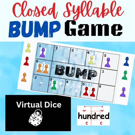 Closed Syllable Digital BUMP Game| Google Slides| Multisyllabic Reading