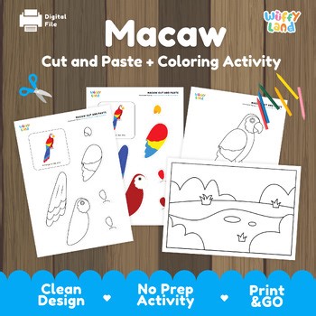 Macaw Craft Cut and Paste & Coloring Pages | Tropical Rainforest Bird Activity