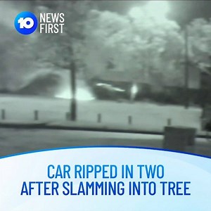 35K views · 210 reactions | CRASH CCTV: This is the moment a 25-year-old Beckenham man ploughed into a tree in his BMW, splitting the car in two. The crash happened on Welshpool Road near Station Street in East Cannington about 10.30pm last night. The man was taken to Royal Perth Hospital where he remains in a serious but stable condition with a broken arm and nose. More on 10 News First tonight at 5. | 10 News Perth | Facebook