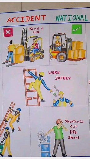 Industrial safety Day Easy Drawing, edit 👉(First Prize) Win🏆