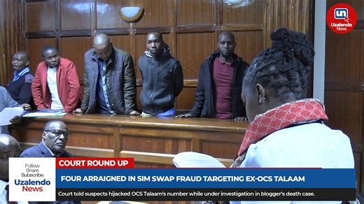 Four Charged Afresh in SIM Swap Fraud Targeting Former Central Police OCS.The accused Brian Ronoh Kiprotich, Amos Nzomo Kimanzi, James Mutemi Munyithya, and Dennis Masavi Musyimi denied 13 fresh counts including conspiracy to commit a felony, computer fraud, identity theft, and unlawful possession of identity cards. | Uzalendo News