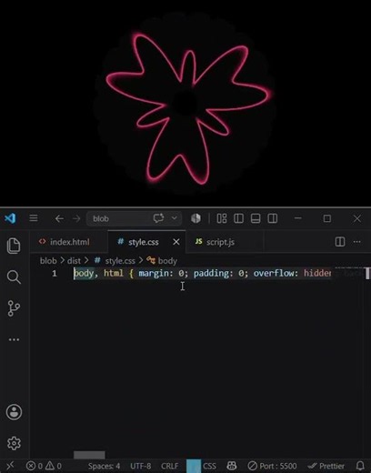 How to create this Blob by using HTML,CSS and JAVASCRIPT in VS code.
