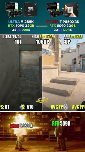 Ryzen 5 9600X + RTX 5090 vs Ultra 5 225F + RTX 5090 - Which CPU Gets More FPS?