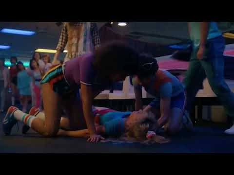 Eleven hits Angela with a roller-skate (stranger things 4)