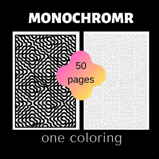50 Monochrome Abstract Pattern Coloring Pages, Relaxing Art (PDF Download 8.5x11) - Etsy