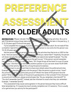 Preference Assessment for Older Adults & Seniors, Reinforcer Survey or Inventory, Printable, Digital File, ABA, YELLOW - Etsy Canada