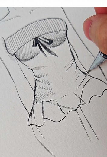 draw ruffled dress with me! 💗Quick tutorial on how to sketch a dress // designed by me!! #design#dress#fashion#drawing#sketch