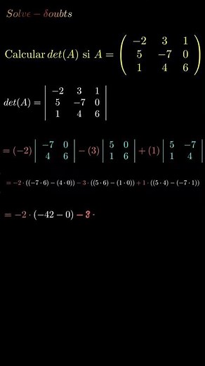 Determinante de una matriz 3x3: Método de cofactores - expansión por la fila 1