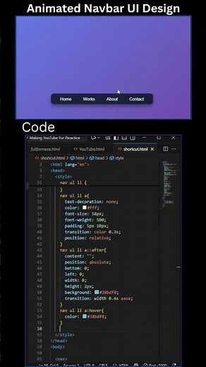 🔥 Animated Navbar UI Design | HTML & CSS Only #html #webdesign #coding