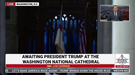 33K views · 913 reactions | LIVE: Awaiting President Trump and First Lady Melania Trump's Arrival at the Washington National Cathedral | Right Side Broadcasting | Facebook