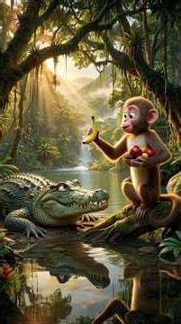 Crocodile vs Monkey Story|Monkey vs Crocodile 🐊 | 🐒 बंदर की चालाकी!🐊 मगरमच्छ का धोखा!🔥 दिमाग vs ताकत
