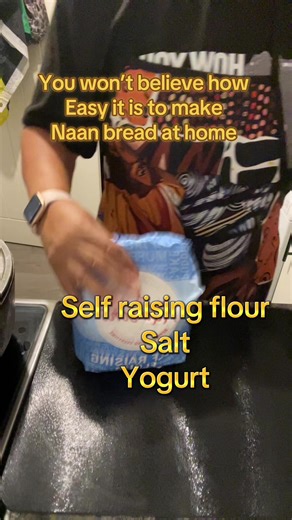 Home made naan bread #homemadefood Try this easy recipe: Ingredients: 250g Selfrraising flour 250g Greek yoghurt @Kelly @Kelly 1 tsp salt easy.