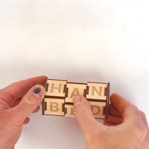 Mini Cryptex Puzzle Box Spell and Spin #cryptex #puzzlebox #spellingtoys #montessori #lasercutting