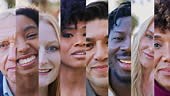 Collection of diverse American faces smiling
