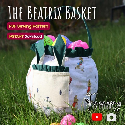 Patchwork/quilted Basket 'beatrix' | Digital PDF Sewing Pattern | Easter Egg Hunt, Project Bag, Mother's Day, Gift, Trick-or-treating - Etsy