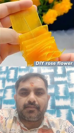 💛Yellow Ribbon 🎀Rose Flower 🌹Making💫 How to make a rose with ribbon 😍 #craft #ribbon #shorts #yt
