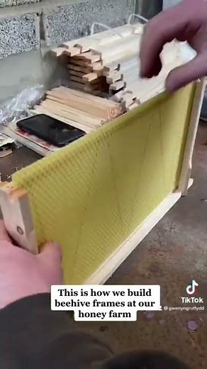 This is how we build beehive frames at our honey farm. 🐝