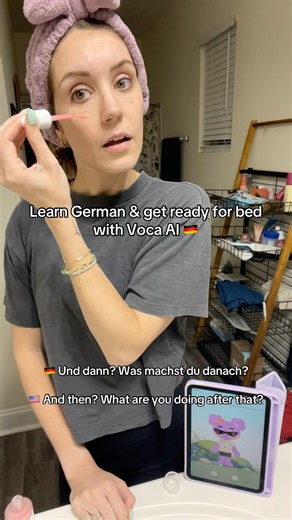 Learning German basics while getting ready for bed with ‪@vocaai_official‬ #vocaai #learngerman