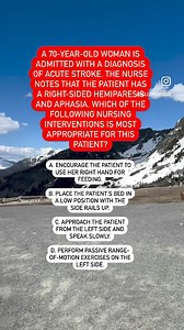 16K views · 116 reactions | Stroke management requires precision. Which intervention is crucial for this patient with right-sided hemiparesis and aphasia? | NCLEX High Yield | Facebook