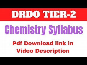 DRDO Tier-2- Chemistry Syllabus
