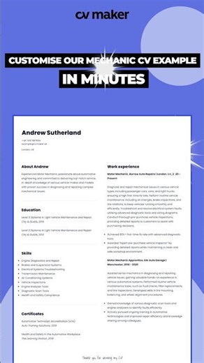 Mechanic CV That Actually Gets You Hired
