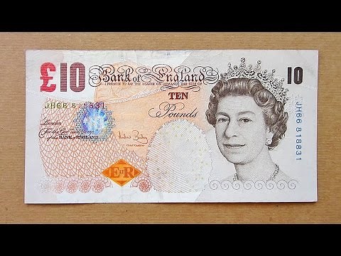 10 British Pounds Banknote (Ten Pounds Sterling England: 2000) Obverse & Reverse