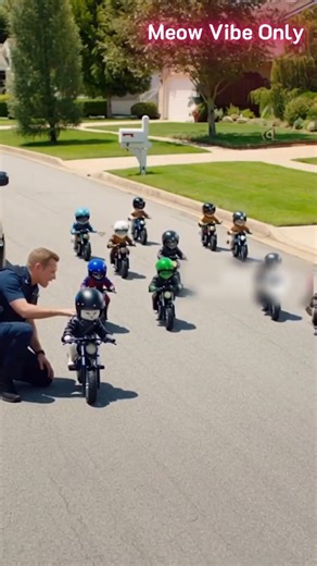 Cop Tries to Stop Cat Biker Gang #shorts #police #cat