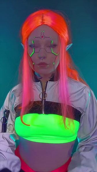 Futuristic cyberpunk elf design looks like the distant future