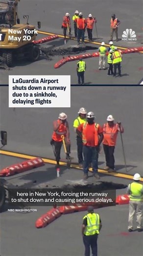 LaGuardia Airport shuts down a runway due to a sinkhole, delaying flights