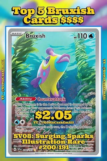 Top 5 Rarest Bruxish Pokémon Cards! 🐟🌊 #pokemon #top5 #tcg #pokémon #pokemoncards #pokemontcg