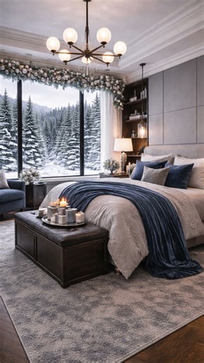 Elegant Black Christmas Tree Home Tour | Blue Velvet Winter Farmhouse Holiday Decor 2025