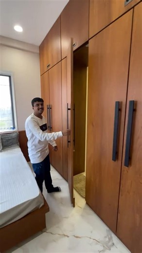 Bedroom hidden washroom design #interiormaster #glasspartition #interior444 #homedecor