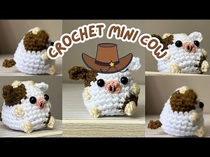 Crochet tutorial: how to crochet mini cow-absolute beginner-no sew