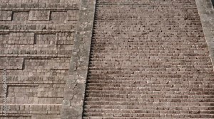 Ancient Aztec temple pyramid, stairs and pattern, tilt up
