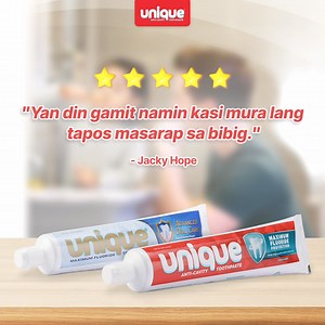 Hanap mo ba'y toothpaste na sulit sa bawat gamit? 🍃 With UNIQUE toothpaste, long-lasting na ang fresh breath, ngipin pa'y protected! Buy now at the nearest grocery stores and supermarkets! 🛒 | Unique Toothpaste