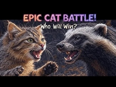 Epic Cat vs Honey Badger – Fierce Wildlife Battle 🐱🦡