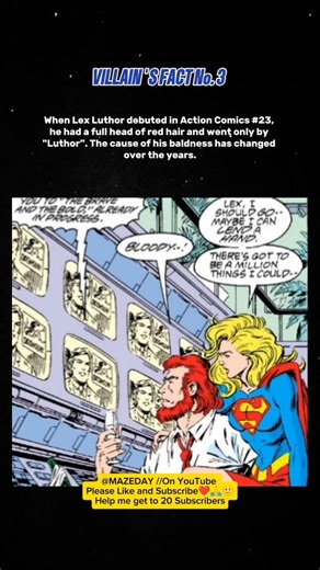 Lex Luthor originally had red hair. Villain's Fact №.3. #comics #comicfacts #dccomics#comicstorian