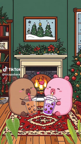 It’s the season!😍❄️🎄 #capybara #capybaratiktok #capy #fyp #foryou #capyfun #anime #animated #animation #christmas #winter #boba #tea #cozy