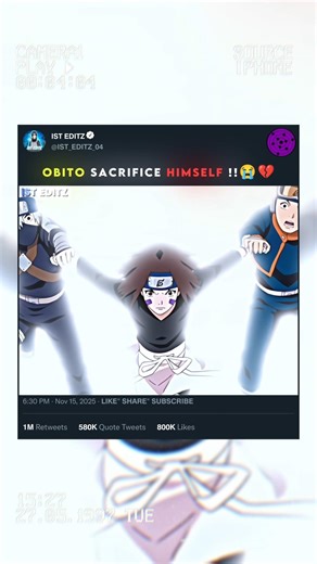 OBITO SACRIFICE HIMSEL😭 💔..... #naruto #narutoedit #anime #animeedit #viralshort #shortvideo