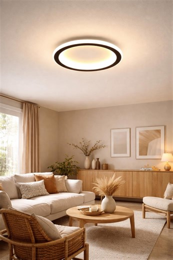 Modern Round Ceiling Light Fixture With Black Frame for Ambient Illumination - Etsy