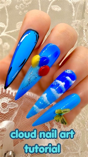 ☁️ Easy Cloud Nail Art Design ☁️#nails #nail #nailart #naildesign #nailtutorial