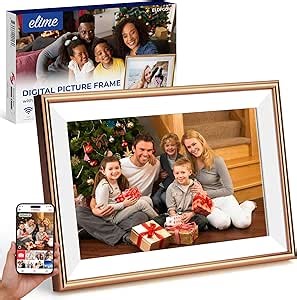 FRAMEO Digital Picture Frame - ELIME 10.1 Inch WiFi Digital Photo Frame with 16GB Storage, 1280x800 IPS Touch Screen, Auto-Rotate, Wall Mountable - Virtual Photo Frame - Aluminum Frame Housing