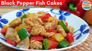 Simple Black Pepper Fishcake Recipe Ingredients: 250 of fish paste 2.5 cups of bell pepper 1 yellow onion 1 tsp of tapioca flour 3 cloves of garlic 1 tbsp of light soy sauce 1/2 tsp of black peppercorn water | Home Cooking with Somjit