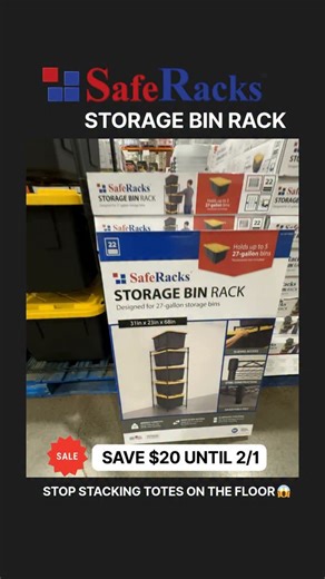 COSTCO DEALS ONLINE on Instagram: "🗂️ Organize smarter, not harder! #saferackpartner The SafeRacks Storage Bin Rack (5-Tote Capacity, NSF Certified) is the perfect solution to clear the clutter and keep everything easy to grab. Durable, space-saving, and garage-approved ✔️ 🧰 Features: • Holds up to 5 standard 27-gal totes — no more unstacking to reach the bottom • 50 lb per shelf / 250 lb total capacity — built to handle heavy storage needs • NSF/ANSI Standard 2 certified, safe for dry food st